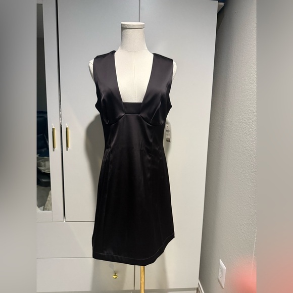 By Anthropologie Dark Brown Sleeveless Square Neck Mini Dress | NWT | Size 10 - Picture 6 of 15